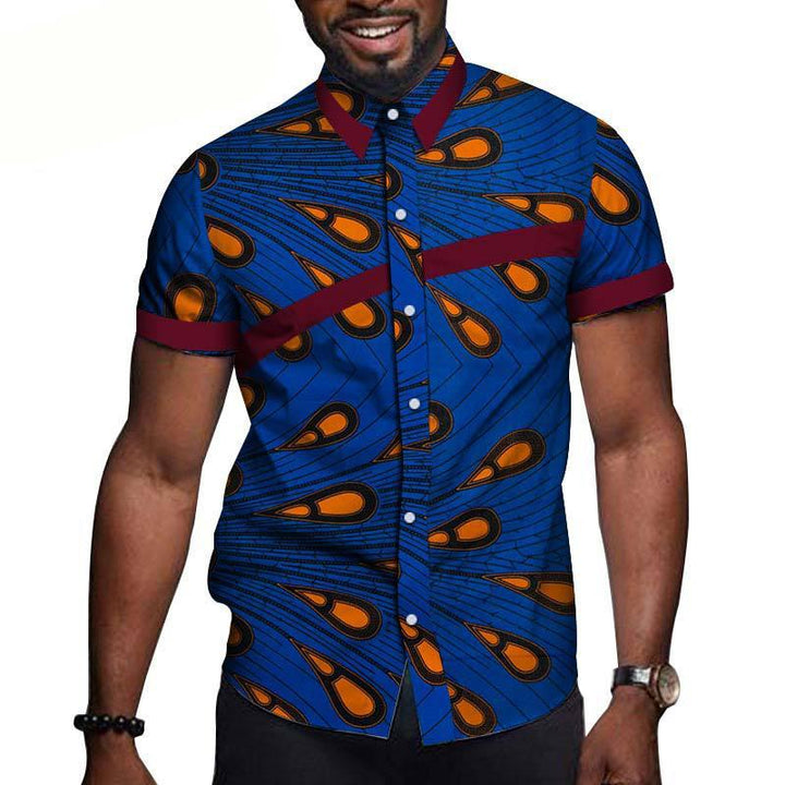 African Men Clothing Printed Short Sleeve Top T Shirt - Super Amazing Store