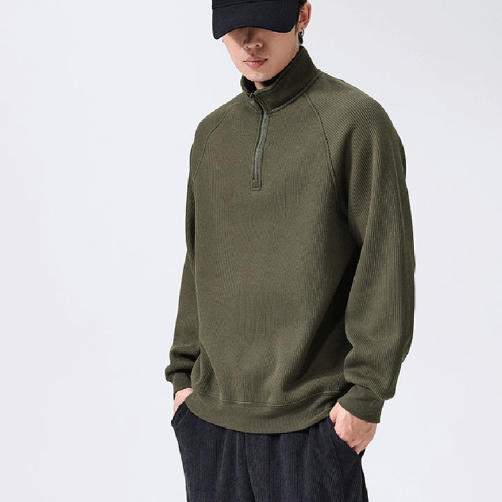 Stand-collar Fleece Sweatshirt Winter Warm Long Sleeve Q2