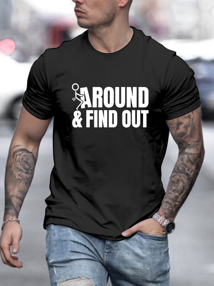 Found Prints Around, Men's Round Neck Short Sleeves, Casual And Comfortable Tops For Spring And Summer Vacations, Casual And Holiday Men's Clothing As Gifts Super Amazing Store