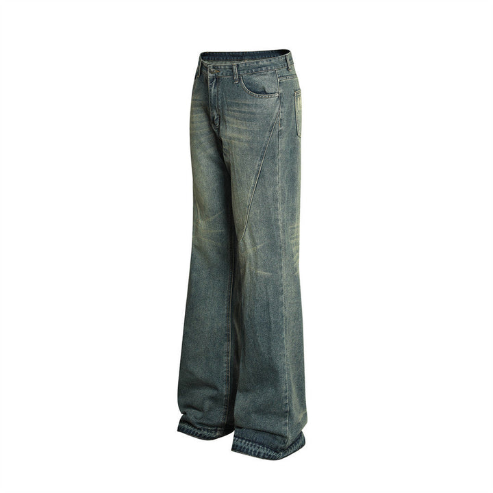 Men's Washed And Worn Denim Bell-bottom Jeans Super Amazing Store