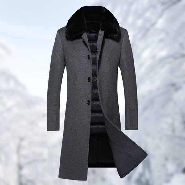 Middle-aged And Elderly Men's Long Down Jacket Woolen Coat Q2