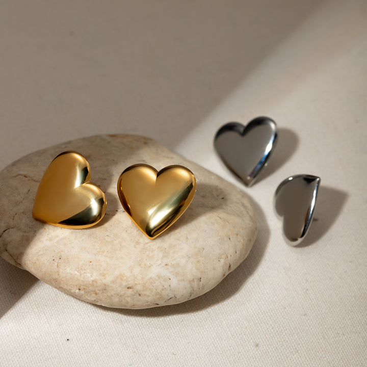 Stainless Steel Heart Stud Earrings Trendsi