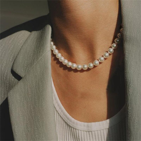 Imitation Pearl Plated 14k Golden Clavicle Chain Simple High-grade Pearl Necklace For Women - Super Amazing Store