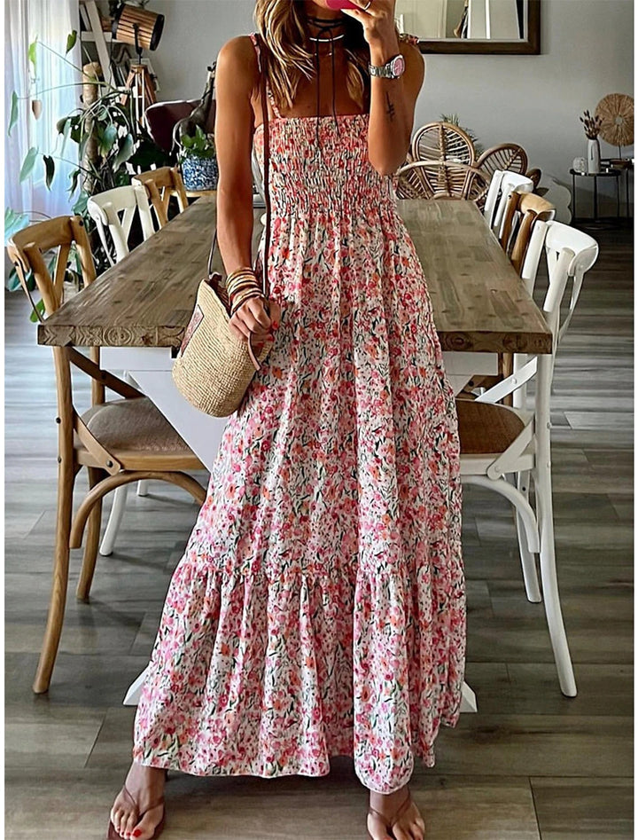 Spring And Summer Women's Printed Sling Swing Dress Q2