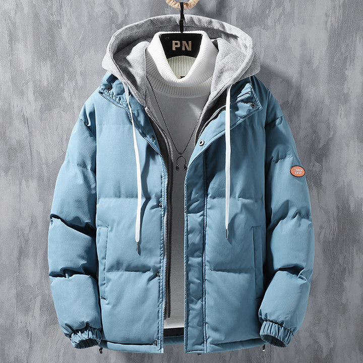 Hooded Jacket Men Winter Windproof Thickened Two-piece Coat Q2