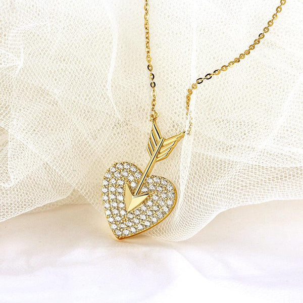 Sterling Silver Diamond Necklace Heart Shaped Net Red - Super Amazing Store