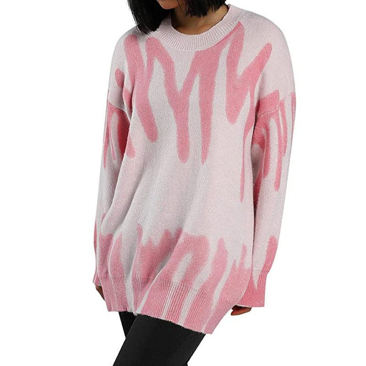 Loose Printed Sweater Women Lazy Pullover Sweater - Super Amazing Store