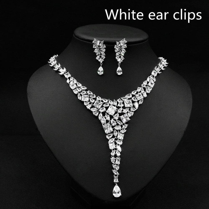 Colorful Zircon Necklace Set Wedding Dress Wedding Earring Accessories - Super Amazing Store