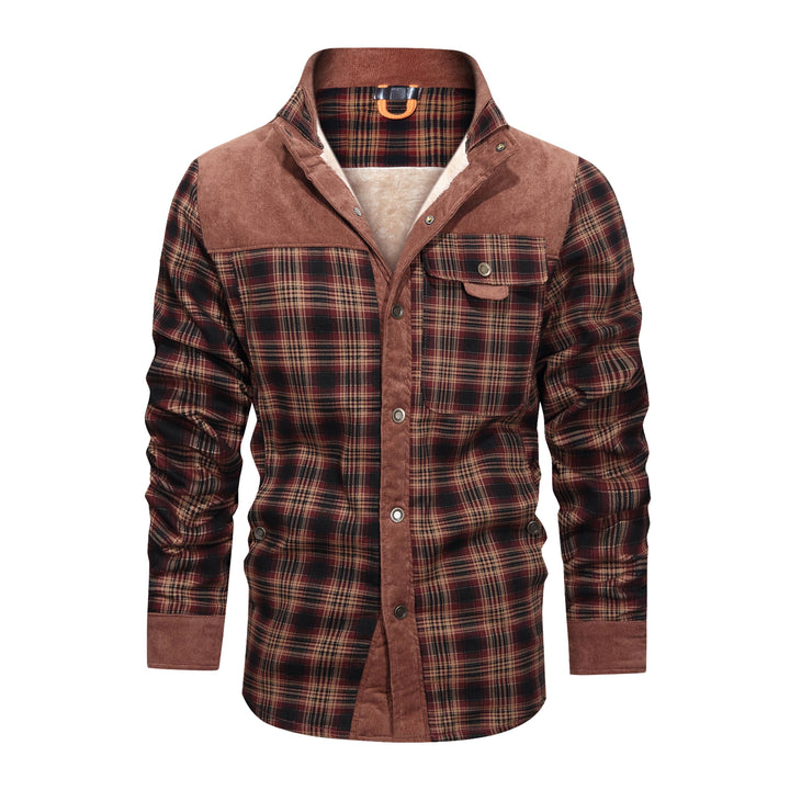 Thickened Shirt Jacket With Classic Plaid Fuzzy Fleece Lining Inside Design-Super Amazing Store