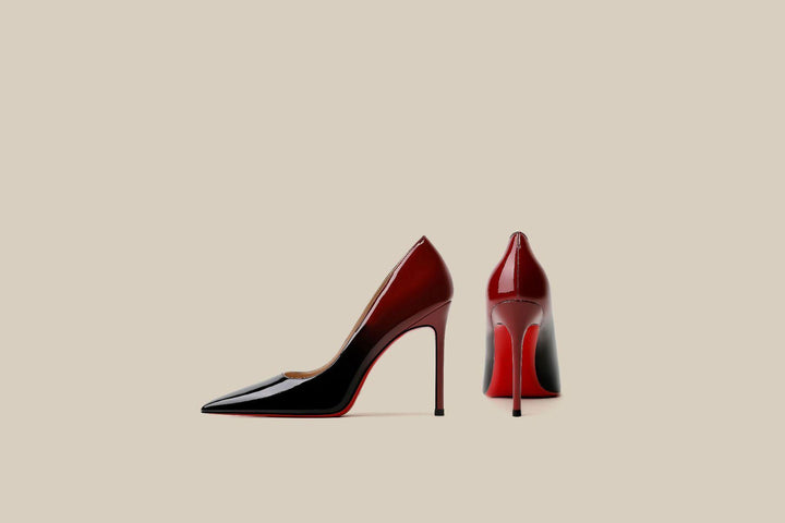 Patent Leather Black Red Gradient Color High Heels Niche Design Super Amazing Store