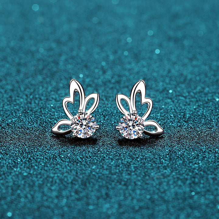 1 Carat Moissanite Butterfly Shape Earrings Trendsi