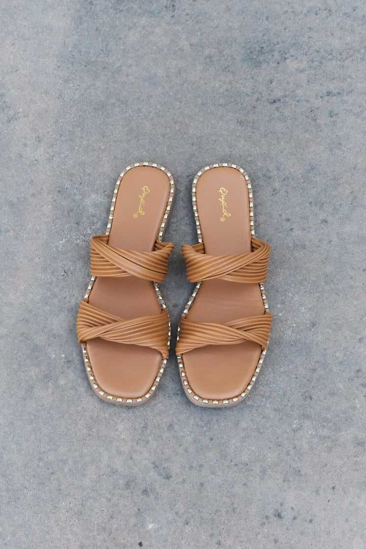 Qupid Summertime Fine Double Strap Twist Sandals Trendsi