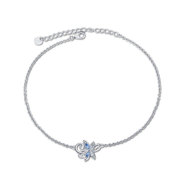 Sterling Silver Anklet with Elegant Crystal Blue Dragonfly - Super Amazing Store