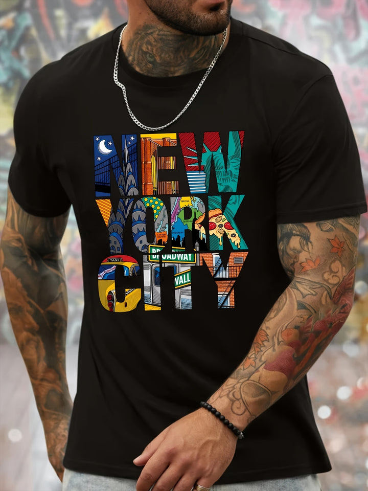 New York City Graphic Men's Short Sleeved T-shirt, Comfortable Stretch Summer Fashion T-shirt, Casual Daily Style Fashion Clothing Super Amazing Store