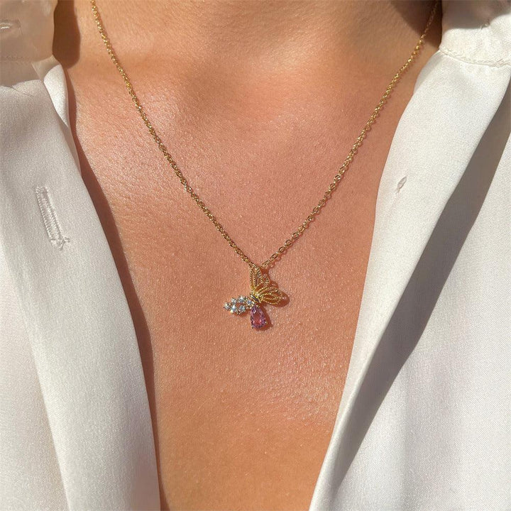 Women's Hollow Zircon Butterfly Necklace - Super Amazing Store