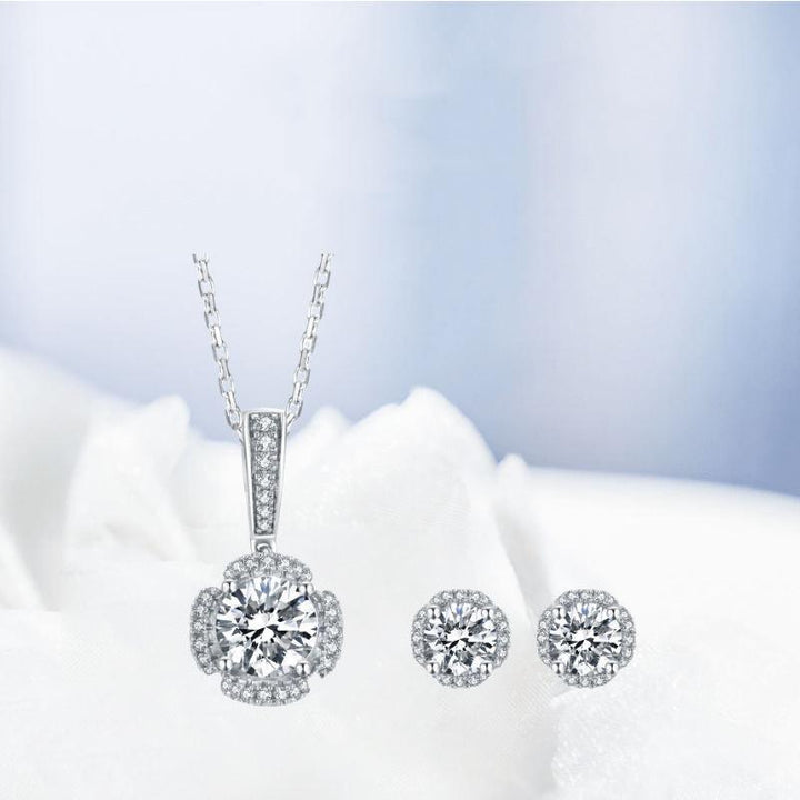 Earring Necklace Light Luxury S925 Sterling Silver Inlaid Moissanite - Super Amazing Store