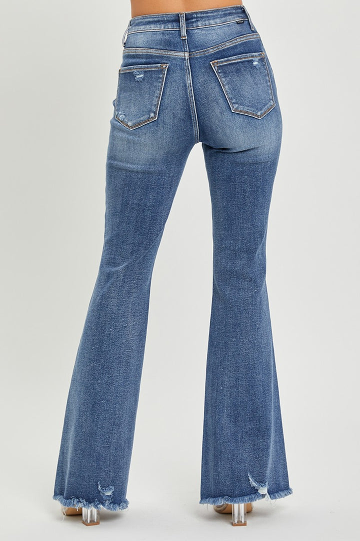 RISEN High Waist Distressed Fare Jeans Trendsi