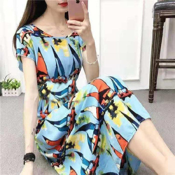 Ethnic Style Floral Dress Plus Size Printed - Super Amazing Store