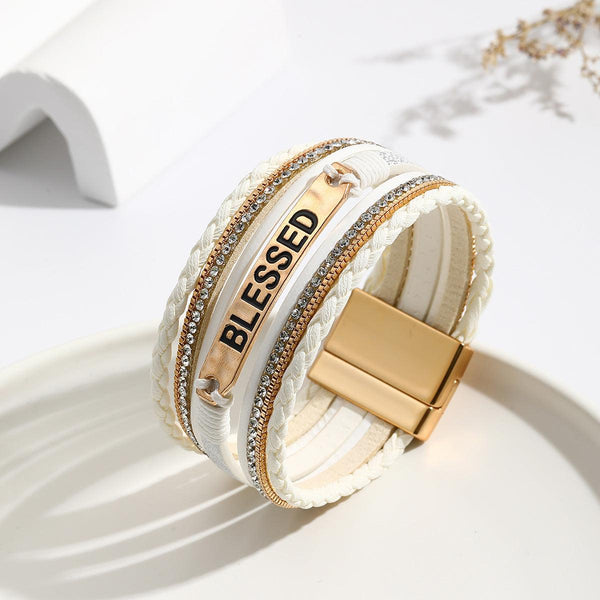 Ethnic style PU leather bracelet alloy sheet - Super Amazing Store