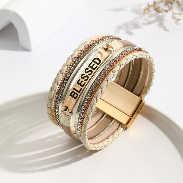 Ethnic style PU leather bracelet alloy sheet - Super Amazing Store