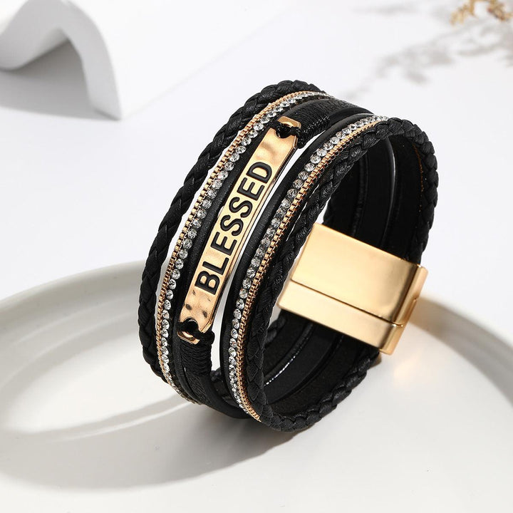Ethnic style PU leather bracelet alloy sheet - Super Amazing Store