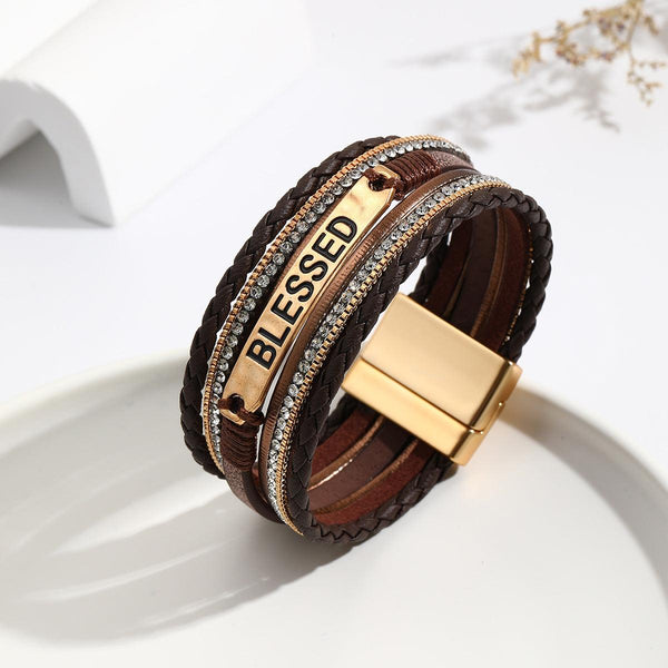 Ethnic style PU leather bracelet alloy sheet - Super Amazing Store