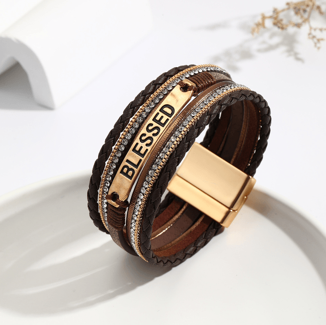 Ethnic style PU leather bracelet alloy sheet - Super Amazing Store