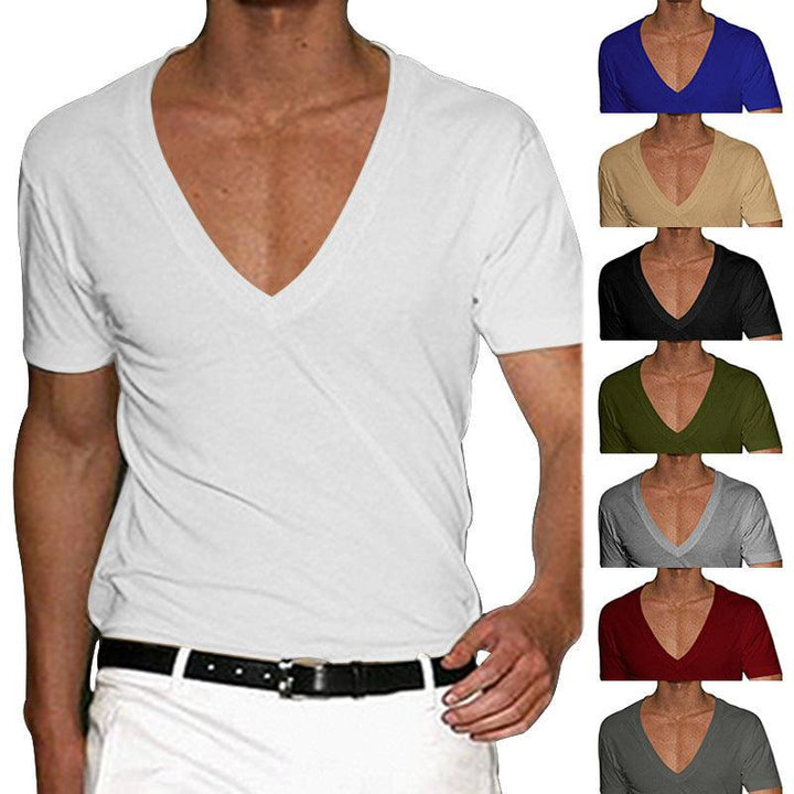 European And American Men's Short Sleeved V-neck - Super Amazing Store