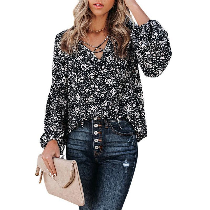 European And American Women Floral Long-Sleeved Loose Casual Shirt - Super Amazing Store