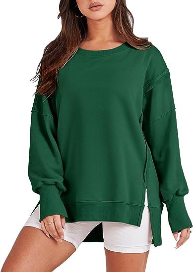 Solid Oversized Sweatshirt Crew Neck Long Sleeve - Super Amazing Store