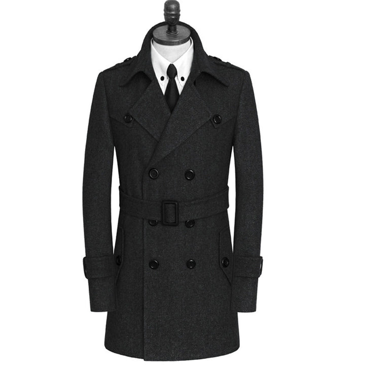 Young and Middle-aged Cashmere Coat Fat Casual Tweed Trench Coat Loose Q2