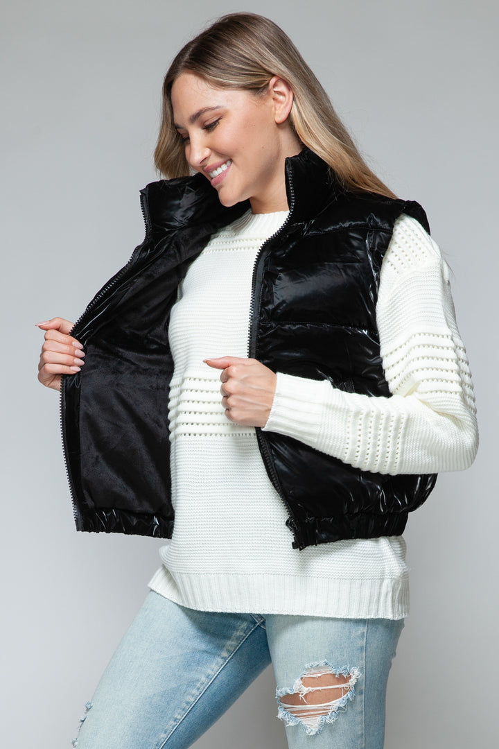 Snobbish Fine Fur Lining Quilted Vest Trendsi