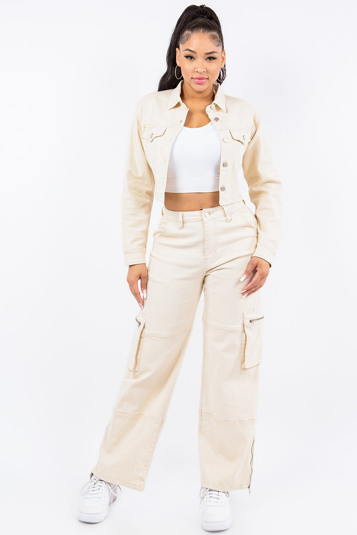 American Bazi Laced Back Cropped Jacket Trendsi