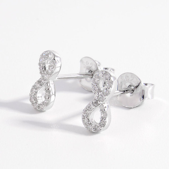 925 Sterling Silver Zircon Number 8 Stud Earrings Trendsi