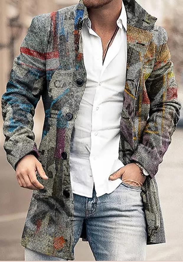 Men's Woolen Stand Collar Mid-length Casual Coat Q2