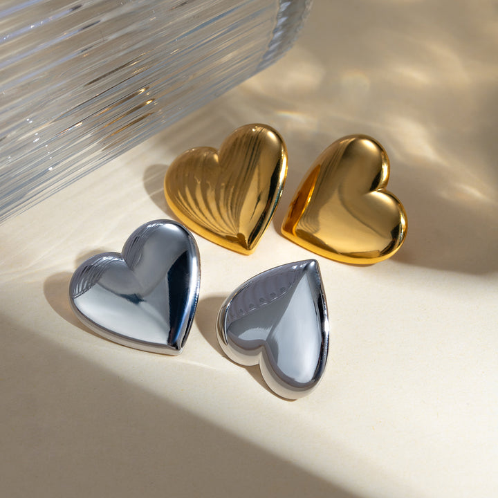 Stainless Steel Heart Stud Earrings Trendsi