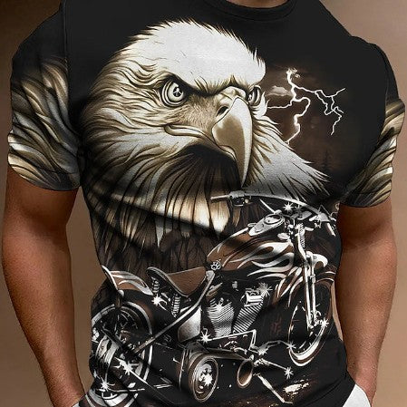 Retro Biker's Printed Round Neck Short Sleeve T-shirt Super Amazing Store