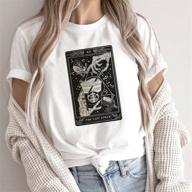 Fashion Tarot Women Print T-shirts Female Cartoon Tops - Super Amazing Store