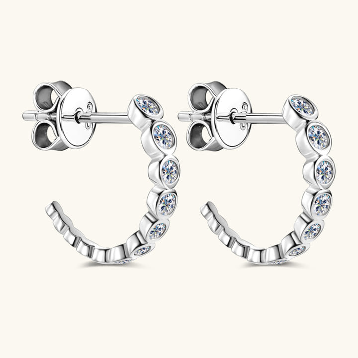 Inlaid Moissanite 925 Sterling Silver C-Hoop Earrings Trendsi