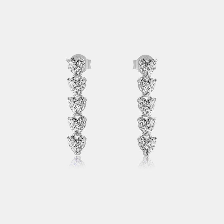 Inlaid Heart Zircon 925 Sterling Silver Drop Earrings Trendsi