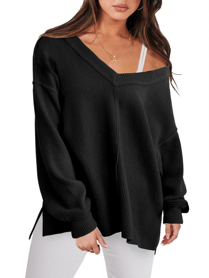 Lightweight V-neck Sweaters Women Winter Casual Long Sleeve - Super Amazing Store