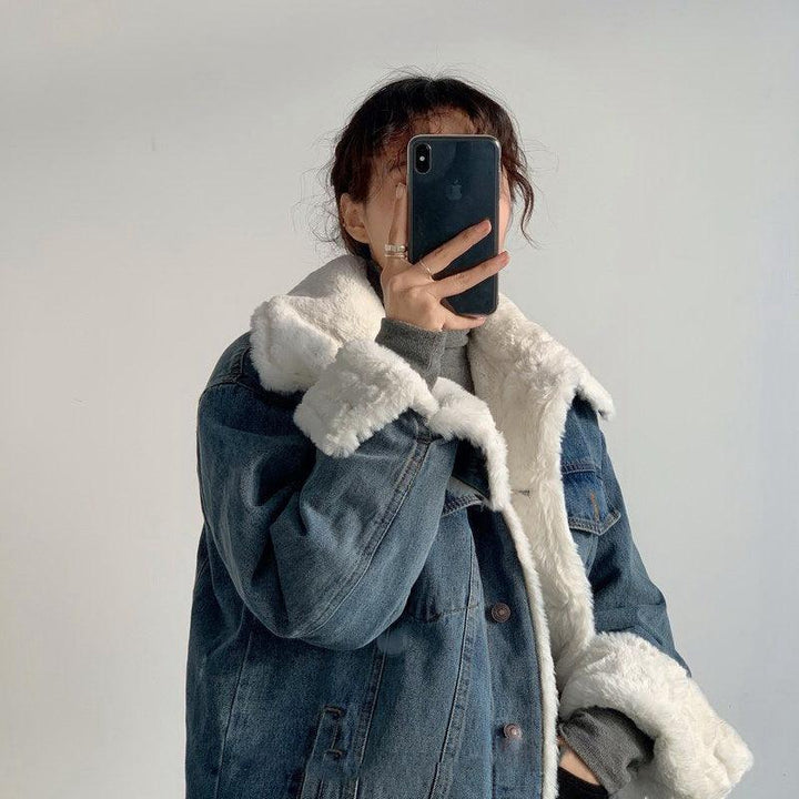 Plush Thick Lamb Wool Denim Jacket - Super Amazing Store