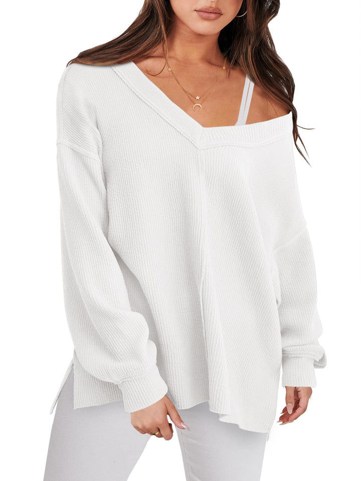 Lightweight V-neck Sweaters Women Winter Casual Long Sleeve - Super Amazing Store