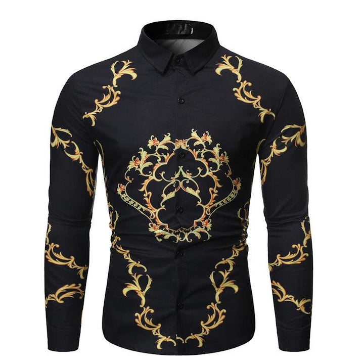 New Mens Long Sleeve Shirts Slim Fit Casual Shirt For Men Flower Shirt - Super Amazing Store