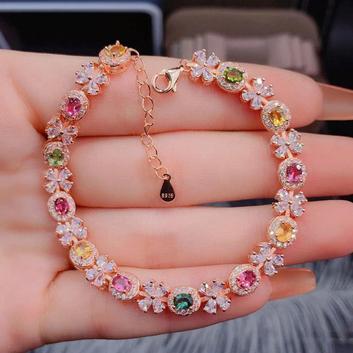 Natural Candy Rainbow Color Tourmaline Bracelet Crystal Clean Color So Light And Luxurious - Super Amazing Store