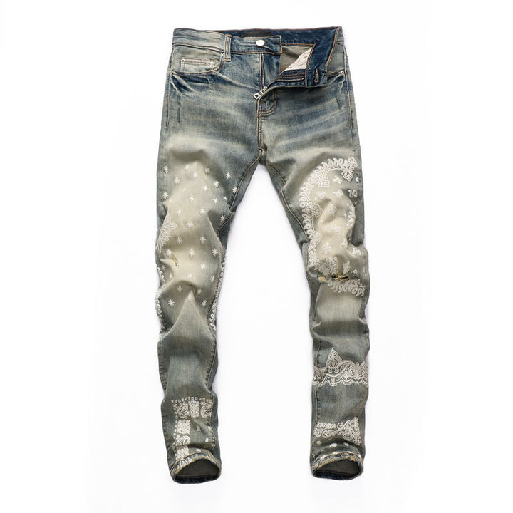 Vintage Distressed Printing Stylish Jeans For Men-Super Amazing Store