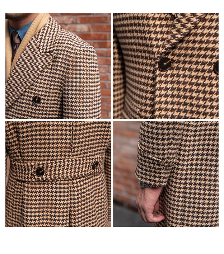 Double Breasted Thick Houndstooth Coat Vintage Q2