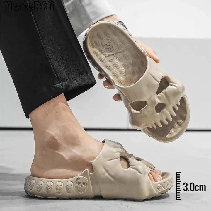 Personalized Skull Design Halloween Slippers Bathroom Indoor Outdoor Fun Slides Beach Shoes - Super Amazing Store