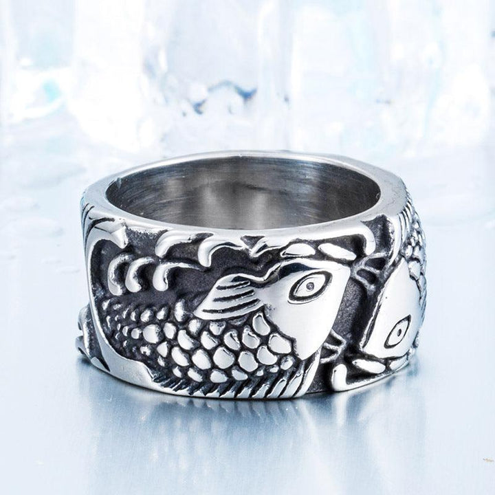 Ring Embossed Exquisite Pisces Stainless Steel - Super Amazing Store