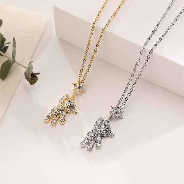 Cute And Sweet Titanium Steel Bear Ornament Necklace For Women - Super Amazing Store